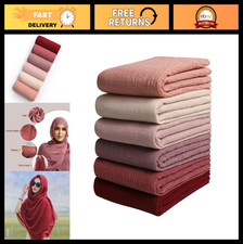 6PCS Soft Cotton Linen Crinkle Scarves Shawl Fashion Muslin Hijab Head Scarf