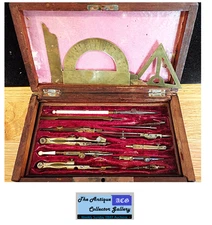 Antique US 1900's⌛Compas Superieurs Brevetes Brass Drafting Set🛠️Original Box