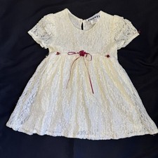 Vintage Girls Infant Dress Lace Party Floral Holiday Dainty Christmas USA Made