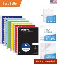 Spiral Notebook 6 Pack, 1 Subject, College Ruled Paper, 8 x 10-1/2 Inch, Colo...