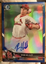 2018 Ryan Helsley Bowman Chrome Blue Refractor (064/150) #CPA-RH NY Mets RC AUTO