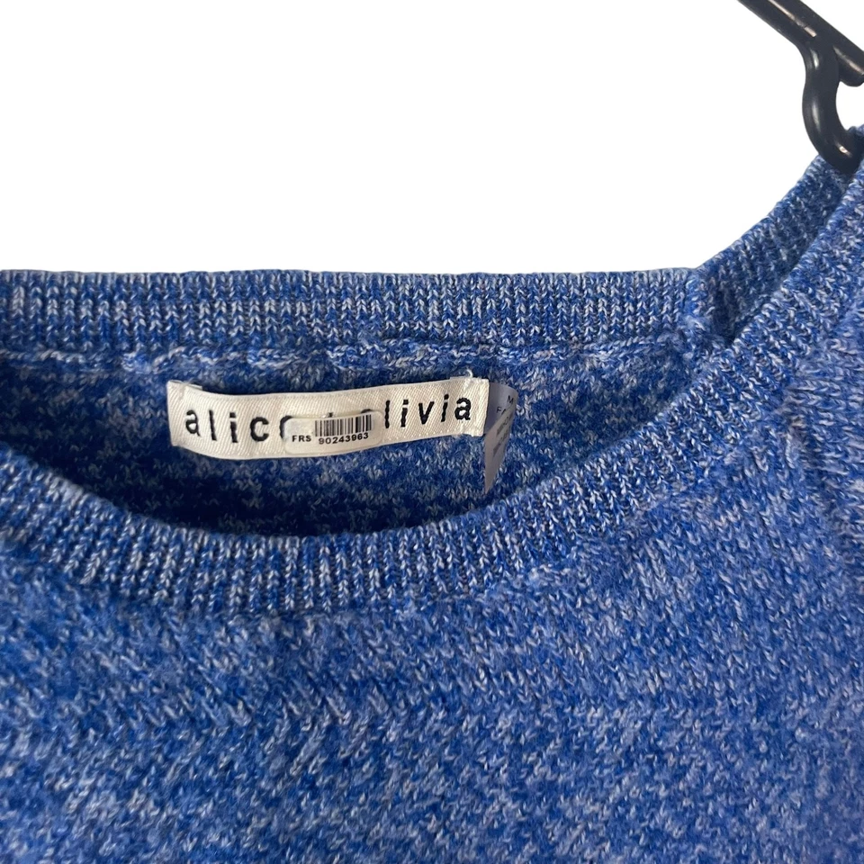 Женский свитер с коротким рукавом Alice + Olivia размер Large 100% шерсть синий укороченный - Изображение 3 из 4