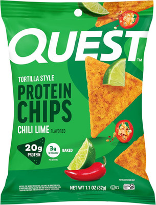 Nutrition Chili Lime Tortilla Style Protein Chips, 20G Protein, 3G Net Carbs, Lo