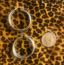 Sterling Round Hoop Earrings Hinged Closure, ...