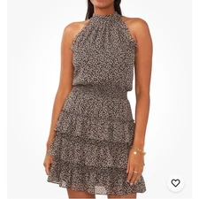 MSK Women's Halter Neck, Chiffon Tiered Fit & Flare Dress size Medium NEW