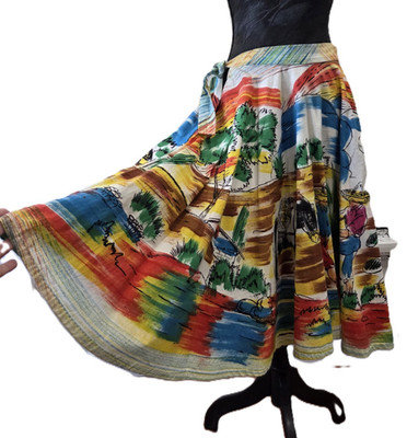 Colorful Kent Circle Skirt Women's Faldas Mexican Dance Hand Painted (Est Small)
