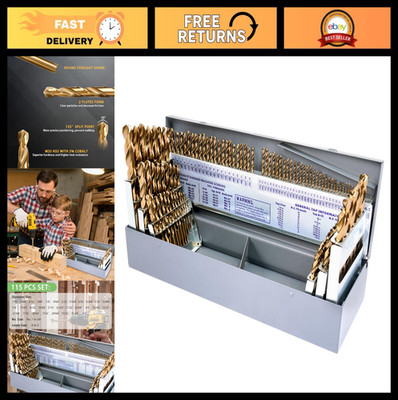115Pcs Cobalt Drill Bit Set M35 High Speed Steel for Metal, Wood, Plastic, Index