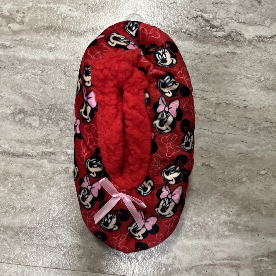 Disney Junior Minnie Mouse Slippers Fuzzy Sze 4T-5T NWT Red - Image 2 of 4