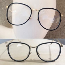 Vtg Eyeglasses Gold Black Flex Hinges Full Rim Frames unbranded Unisex