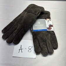 New Isotoner Men's Large Brown Suede Pile Lined Winter Gloves Storage A-8