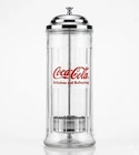 Vintage Coca-Cola Glass Straw Dispenser Chrome Top 1992 Coke Diner Collector