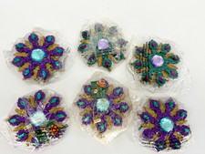 Kurt Adler Peacock Snowflake Ornaments Set of 6 Glitter Plastic Christmas Decor