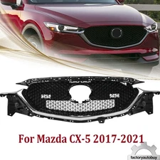Fit For 2017-2021 Mazda CX-5 CX5 Front Bumper Black Upper Grille w/Chrome Trim