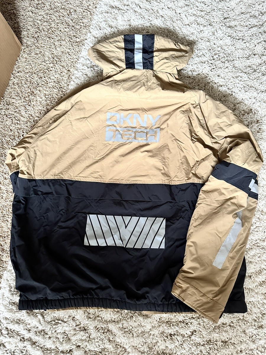 DKNY Colorblocked Tech Hooded Jacket Sand Brown, Black, Gray DKNY Colorblocked Tech Hooded Jacket Sand Brown, Black, Gray