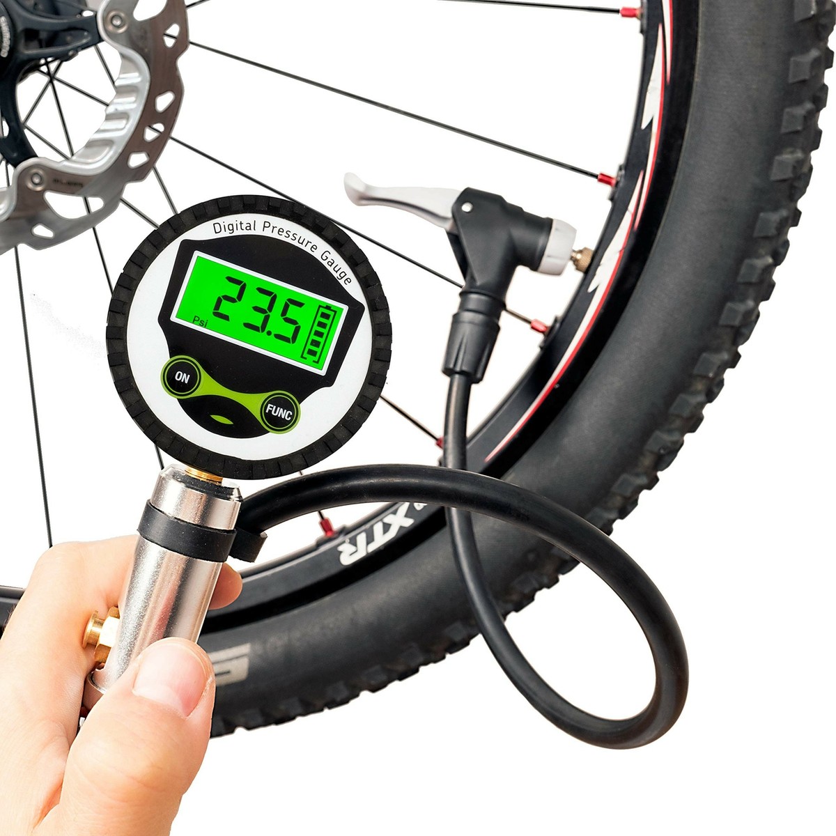 Digital Bicycle Tire Inflator Gauge with Auto-Select Valve Type
