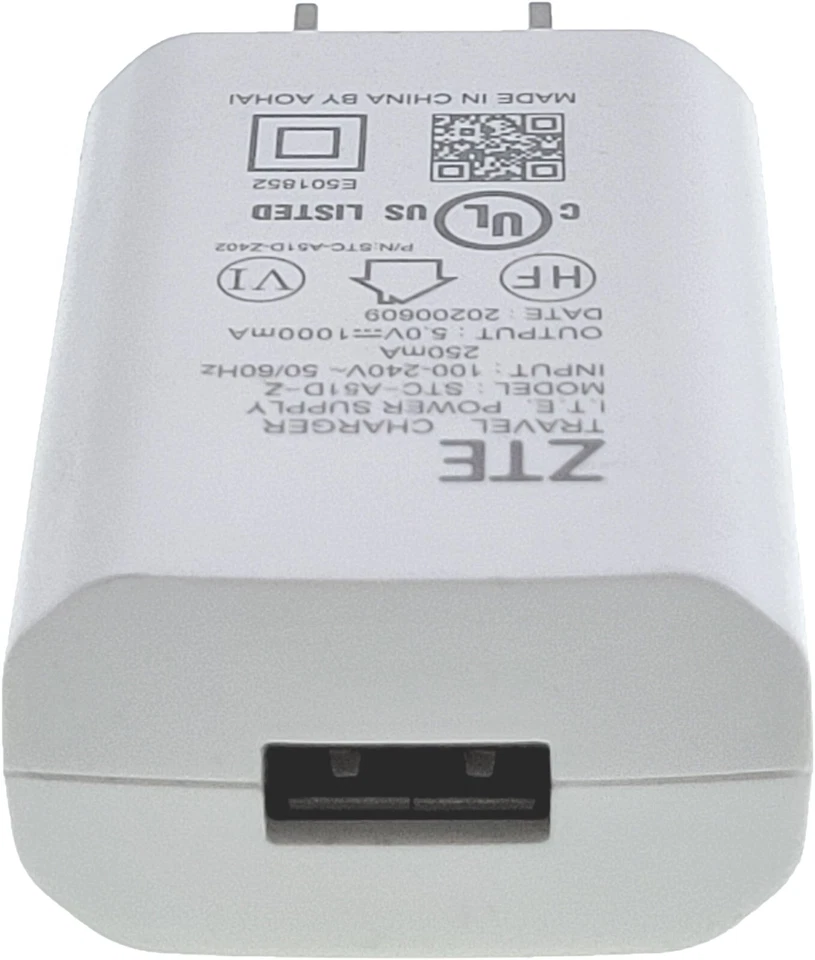 OEM ZTE Travel Charger STC-A51D-Z(5.0V 1000mA)+ 2 USB Cables (Type-C & Micro B) - Image 3 of 4