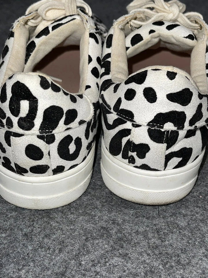 Topshop Tenis Cabo Negro Blanco Estampado Leopardo Con Cordones Parte Superior Baja Para Mujer EE. UU. 7.5 Foto 4 de 4