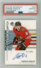2019/20 UD SP AUTHENTIC Dominik Kubalik FUTURE WATCH AUTO RC ROOKIE /999 PSA 10