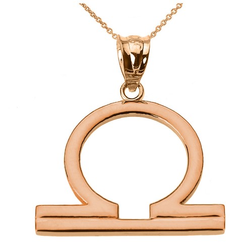 Fine 14k Rose Gold Libra October Zodiac 
