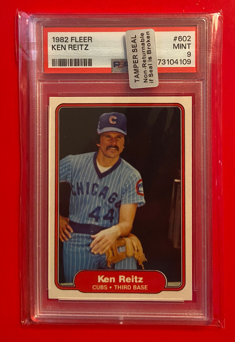 1982 FLEER #602 KEN REITZ PSA 9 CHICAGO CUBS Vintage Graded Baseball Card