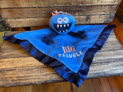 Lightning Bug Big Trouble Blue Monster Satin Lovey Security Blanket Plush NWOT