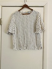 A New Day polka Dot Flutter sleeve rayon boxy fit blouse S