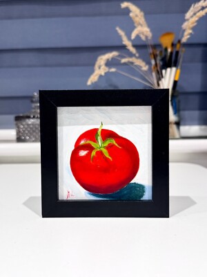 Tomate Original Ölgemälde Gemüsesalat GERAHMT Sammlerstück Fine Art signiert Sale