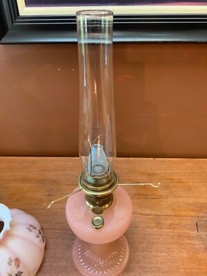 VTG ALADDIN OIL LAMP PINK ROSE MOONSTONE VERTIQUE B-87 MODEL
