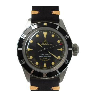 Montre Automatique Walter Mitt Sea Diver Vintage - Cadran Noir, Bracelet Acier 'Pepsi' - 100m Étanche