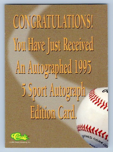 Tony McKnight 1995 Classic 5 Sport Autographs Auto Houston Astros - Picture 2 of 2