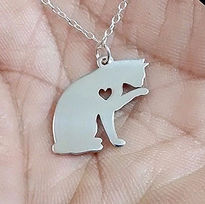 Katze Kätzchen Halskette - Sterling Silber Schmuck - Gold - Roségold - Katze 003