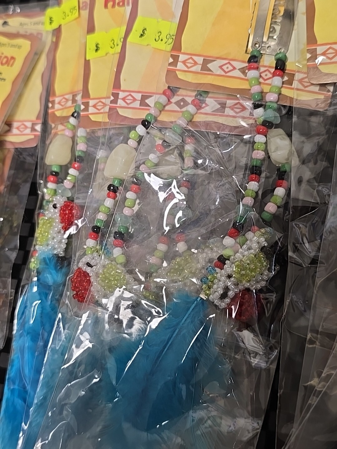 Long Feather Hair Clip Shoulder Duster Beaded 6" Feather Extension Lot Of 4 Dif