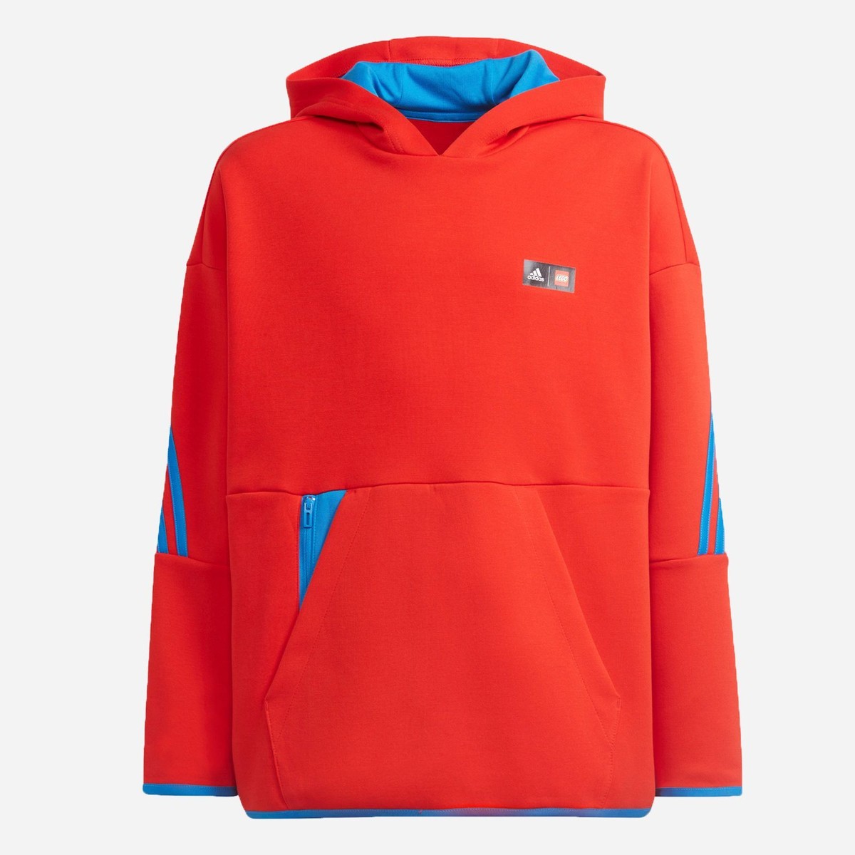 Adidas X Lego ® Unisex Classics Kids Hooded Sweatshirt Red Blue | eBay