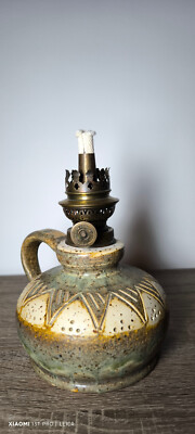 Vintage Antike Keramik Gaudard Petroleumlampe Öllampe Made in France