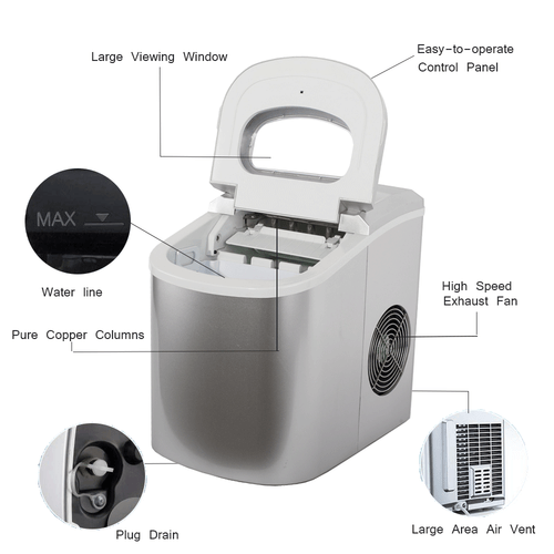 Máquina para hacer hielo portátil de encimera Smad con cuchara y cesta 26 lb en 24H - Imagen 5 de 10