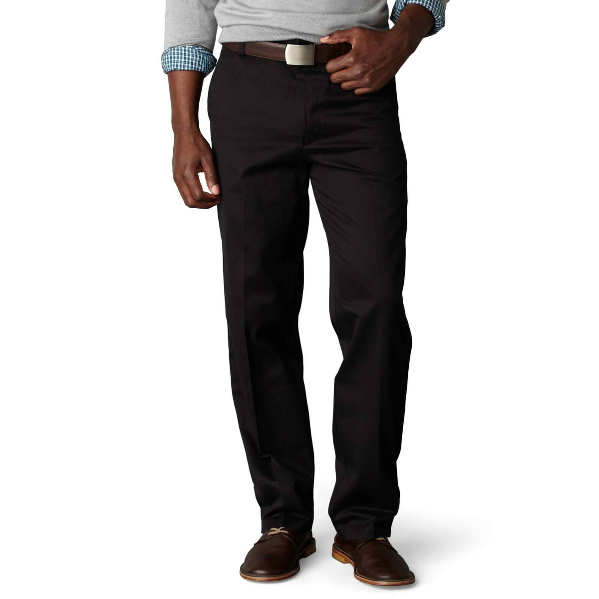 Dockers D3 Black Stretch Cotton Classic Fit Flat Front Pant 38 x 30