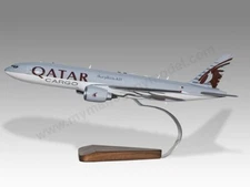 Boeing 777-200 Qatar Airways Cargo Desk Wood Airplane Model Large Scale 1/144