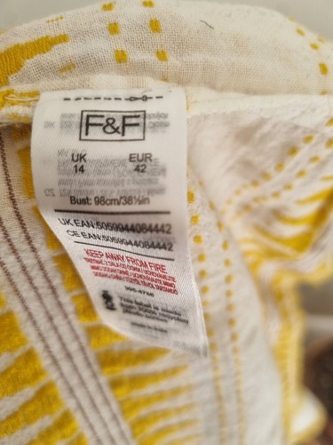 Dress Long Maxi Midaxi UK 14 Cotton White & Yellow Sundress Vest Top Tier Skirt - Picture 6 of 12
