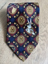 VTG Looney Tunes Tie Mens Marvin Martian Wile E Road Runner Bugs Taz Necktie
