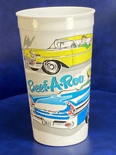 Vtg Beef-A-Roo Restaurant Sterling IL 1950s Theme Car Cruise Night Drink Cup A
