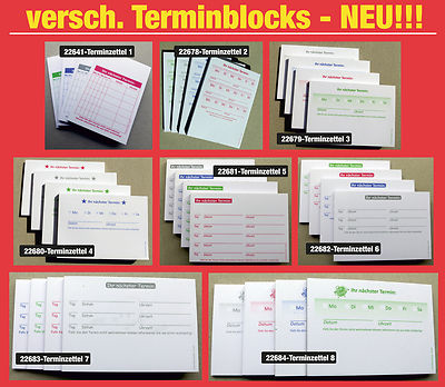 Terminblöcke Terminblock -Terminzettel Praxis Studio Ärzte Frisör, Maniküre -NEU