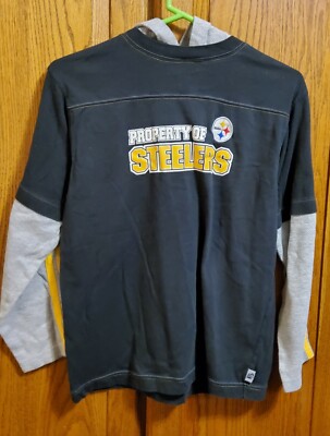 NFL Pittsburgh Steelers Hoodie Large 1416 Weight Gray Black