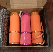 NEW (open box) Lux-Pro LP395 Gels Glow in Dark 9 LED Flashlight 2 Orange 1 Pink