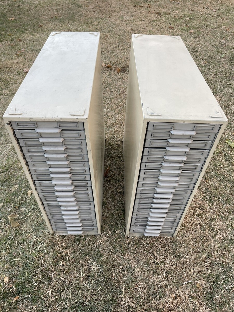 TWO - Vintage Victor Kardex Visible Index Card Flat File Cabinet
