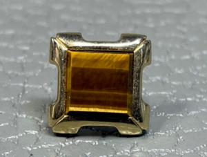 Authentic Tiger's Eye Yellow Gold Plated Tie Tack Lapel Pin