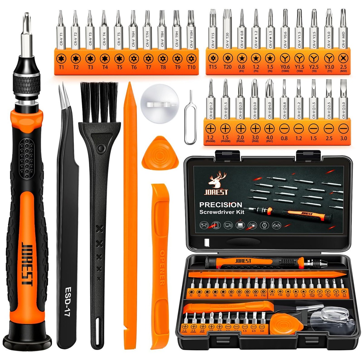 JOREST 38Pcs Small Precision Screwdriver Set with Torx T5 T6 Y00