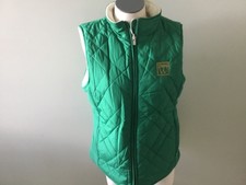 Wexford Golf Vest Women M Medium Zipper Green White Reversable Quilted Fleece