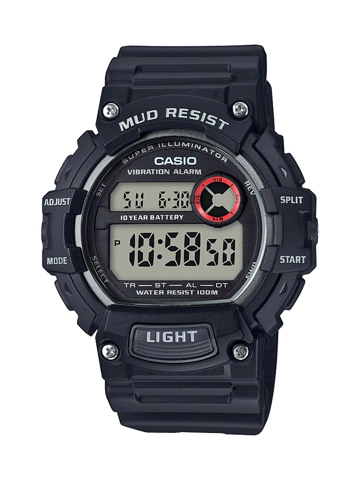 Reloj Casio Hombre Cuarzo Resistente al Barro Correa Resina Negra 46mm TRT-110H-1AVCF