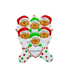PERSONALIZED Bears in Stockings - Family of 6 Christmas Ornament Keepsake Gift