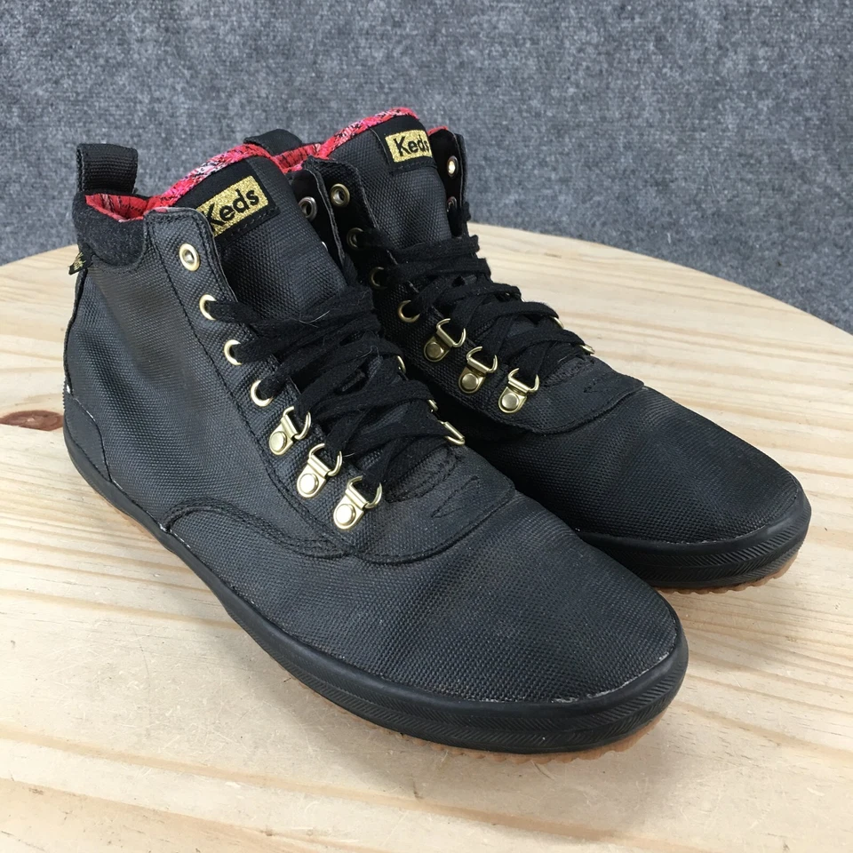 Keds Waterproof Rain Boots Womens 9.5 W Scout Black Canvas Wool Lace Up WF65576 - Image 3 of 4